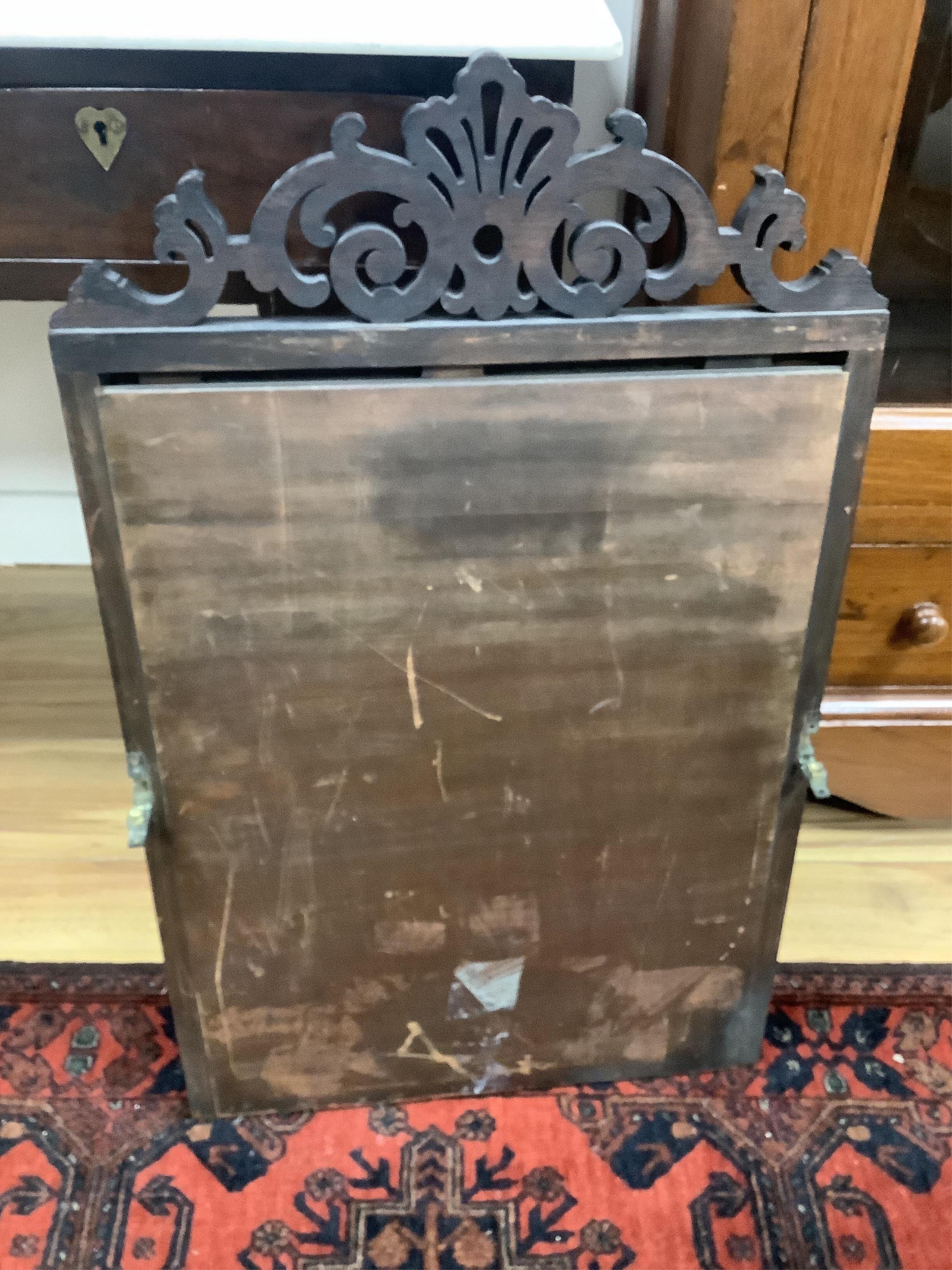 An Anglo Indian teak marbled topped dressing table, width 91cm, depth 58cm, height 164cm and a mahogany mirror. Condition - good